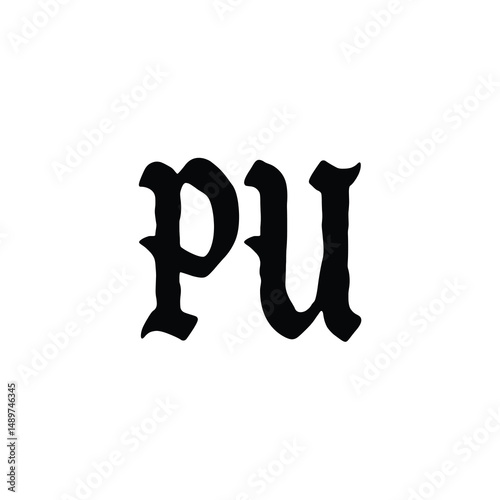 PU monogram logo design letter text name symbol monochrome logotype alphabet character simple logo