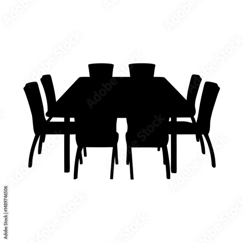 meeting table black silhouette vector illustration
