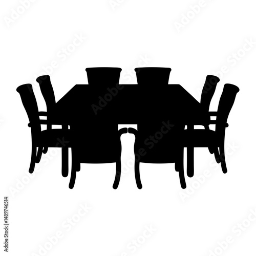 meeting table black silhouette vector illustration