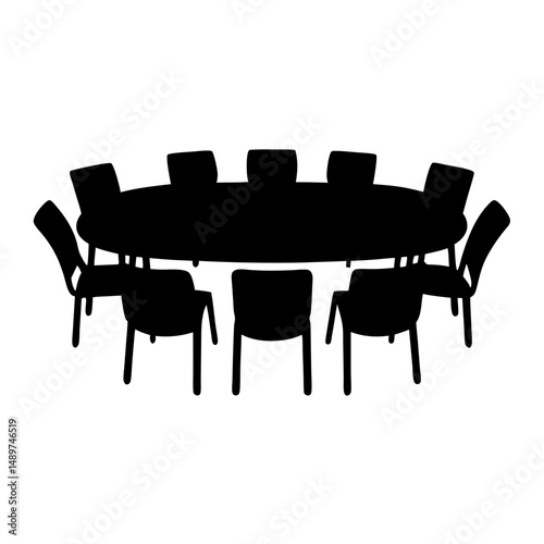 meeting table black silhouette vector illustration
