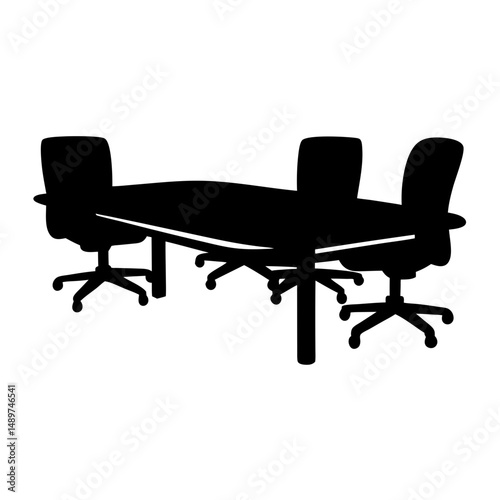meeting table black silhouette vector illustration