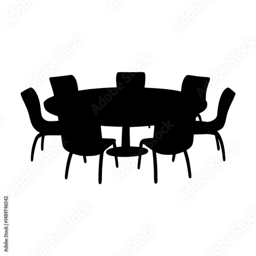 meeting table black silhouette vector illustration