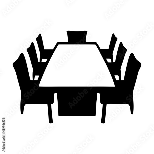 meeting table black silhouette vector illustration