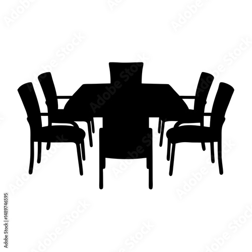 meeting table black silhouette vector illustration