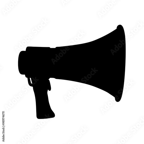 megaphone black silhouette icon isolated on white vector illustration