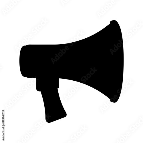 megaphone black silhouette icon isolated on white vector illustration