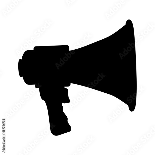 megaphone black silhouette icon isolated on white vector illustration