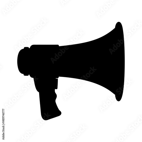 megaphone black silhouette icon isolated on white vector illustration