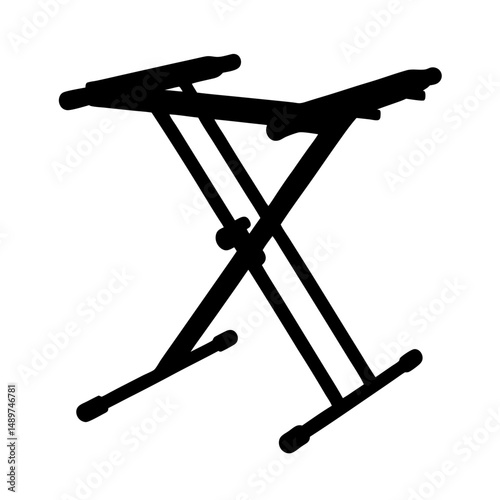 portable folding keyboard stand black silhouette vector illustration