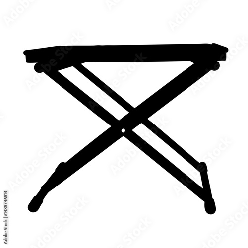 portable folding keyboard stand black silhouette vector illustration