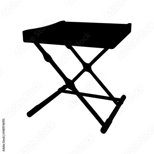 portable folding keyboard stand black silhouette vector illustration