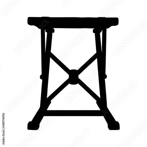 portable folding keyboard stand black silhouette vector illustration