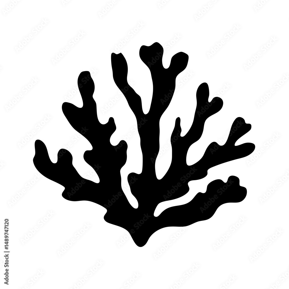 coral sea plant black silhouette vector illustration coral sea plant black silhouette vector illustration