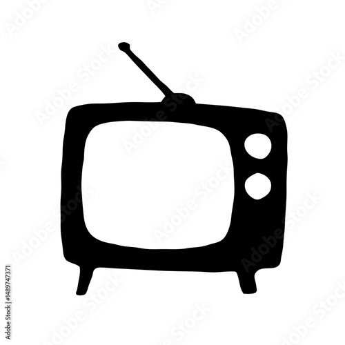 retro television set black silhouette vector illustration