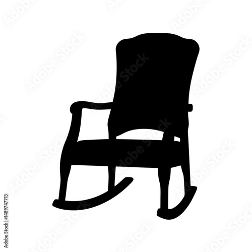 rocking chair black silhouette vector illustration