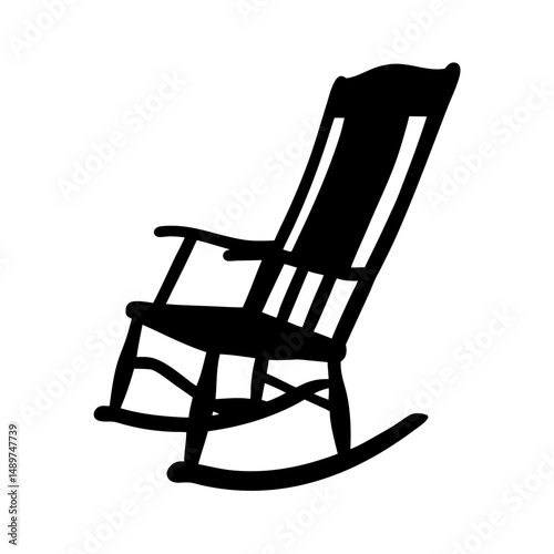 rocking chair black silhouette vector illustration