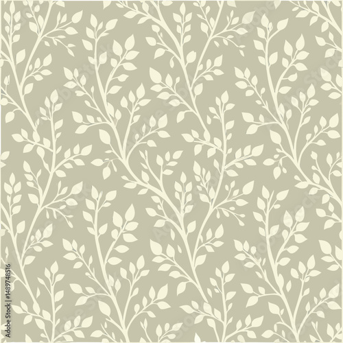 Muted gray seamless floral vector pattern featuring elegant petal and vine designs. A sophisticated choice for modern prints and wallpapers.