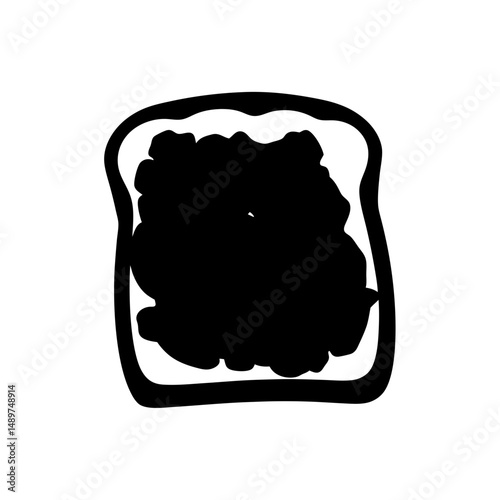 Slice of toast with jam black silhouette vector illustration