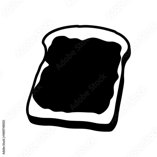 Breakfast toast with marmalade black silhouette vector illustration