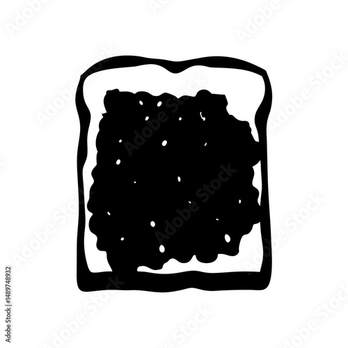 Toasted bread slice with marmalade black silhouette vector illustration