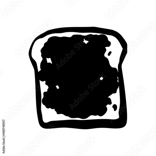 Jam-covered toast slice black silhouette vector illustration