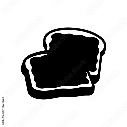 Marmalade-covered toast slice black silhouette vector illustration