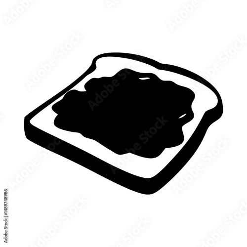 Crispy toast with marmalade black silhouette vector illustration