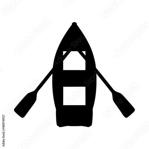 Classic rowing boat black silhouette vector illustration