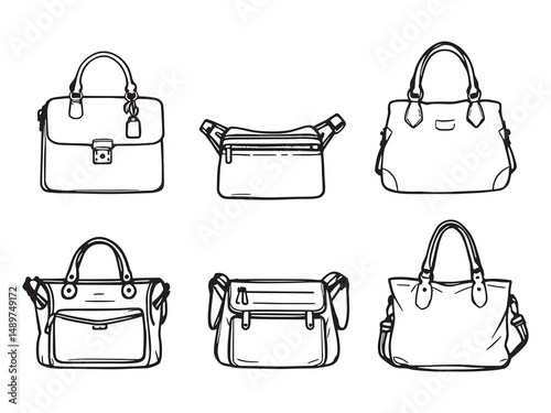 Handbag line art vector illustration