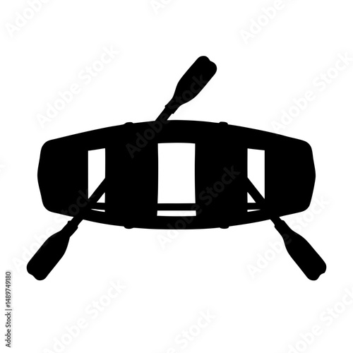 Rowboat top view black silhouette vector illustration