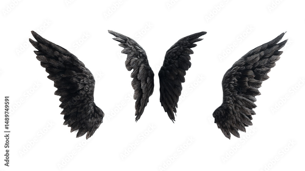 Obraz premium three black wings are on a white surface