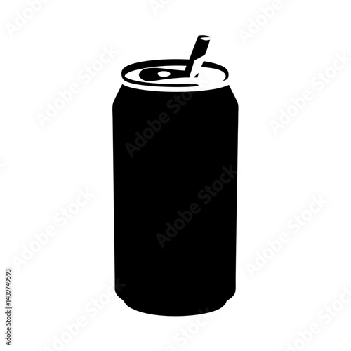 Soda can black silhouette vector illustration