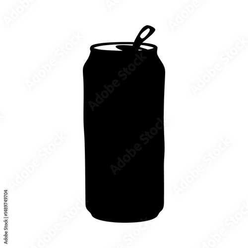 Cold drink can black silhouette vector illustration