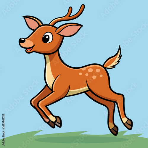 Vector illustration of a deer leaping high into the sky with dynamic motion and stylized design elements.