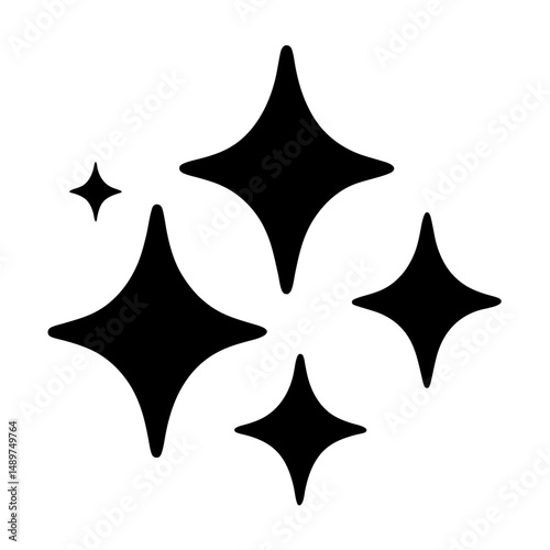 Shining sparkles icon black silhouette vector illustration