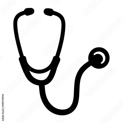 Clinical stethoscope black silhouette icon vector illustration