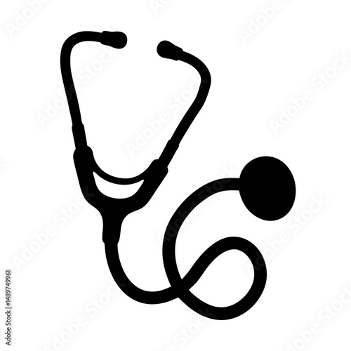 Hospital stethoscope black silhouette icon vector illustration
