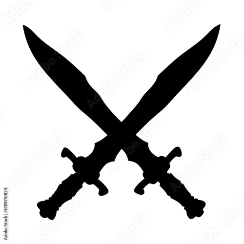 Fantasy swords black silhouette icon vector illustration