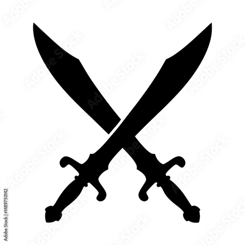 Ancient swords black silhouette icon vector illustration