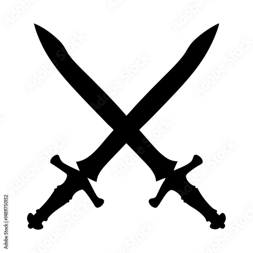 Battle swords black silhouette icon vector illustration