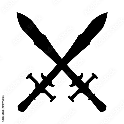 Decorative swords black silhouette icon vector illustration