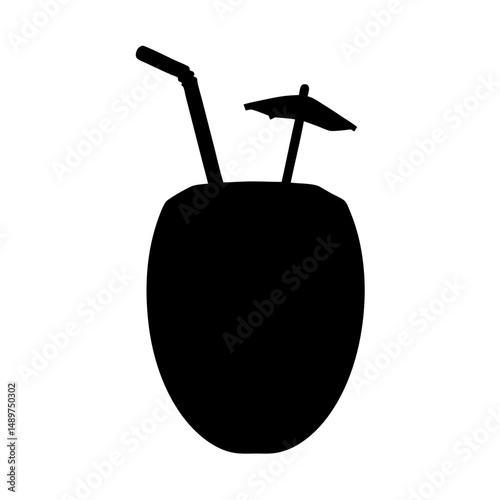 Colorful tiki drink black silhouette icon vector illustration