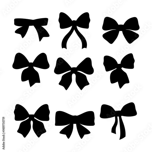 Hair bows black silhouette vector illustration