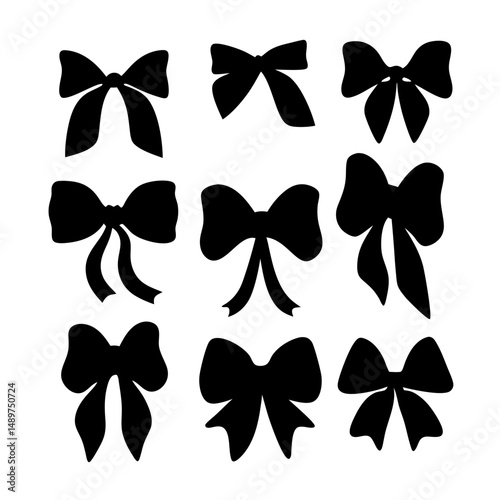 Decorative bows black silhouette vector illustration