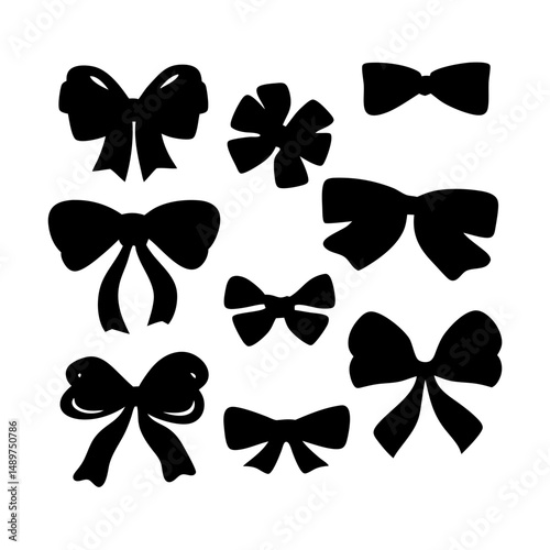 Elegant bows black silhouette vector illustration