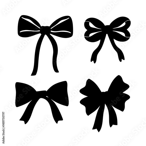 Stylish bows black silhouette vector illustration