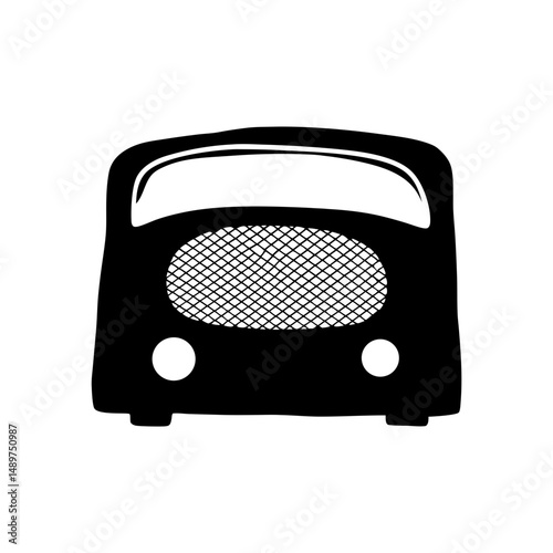 Retro radio black silhouette icon vector illustration