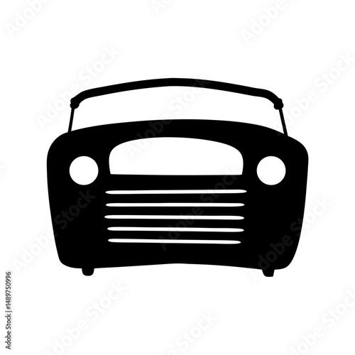 Vintage radio black silhouette icon vector illustration