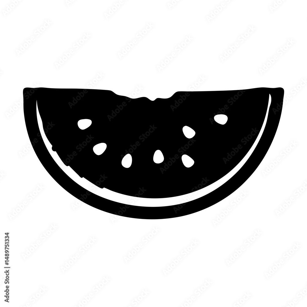Juicy watermelon slice black silhouette icon vector illustration Juicy watermelon slice black silhouette icon vector illustration