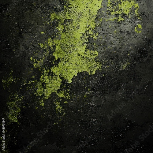 Abstract Lime Green Rough Texture on Dark Background for Design